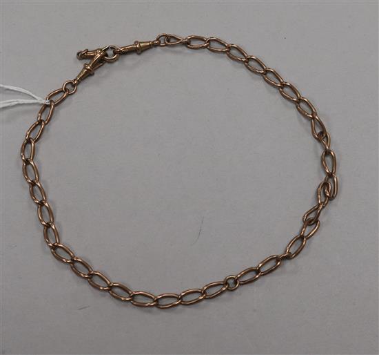 An early 20th century 9ct gold albert chain, 44cm.